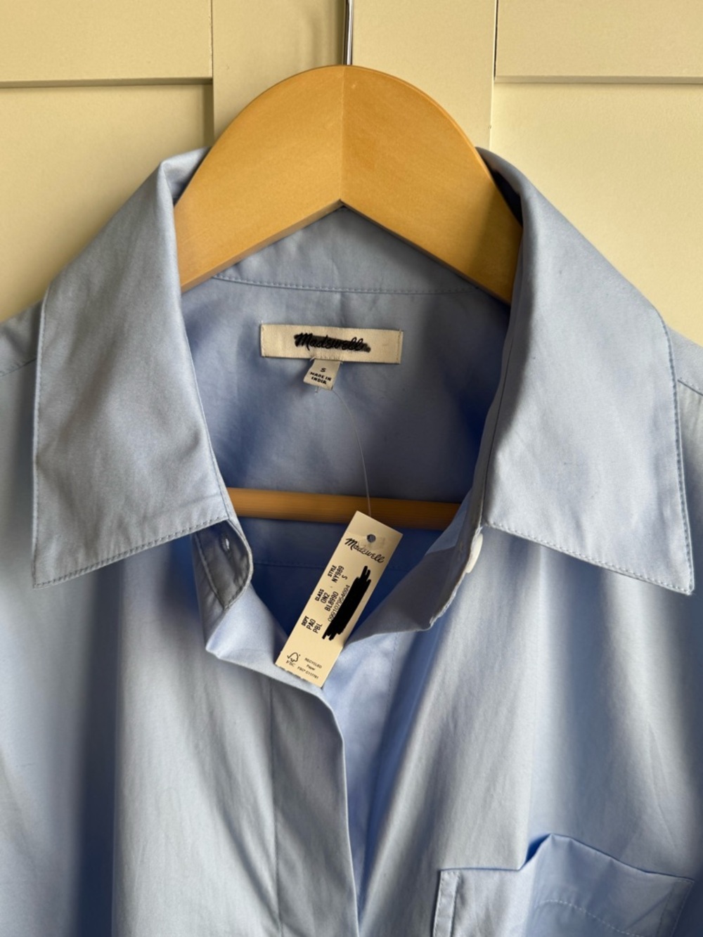 Madewell Easy Y-Neck Button-Up Shirt in Poplin Peri Blue Size Small - Picture 4 of 4